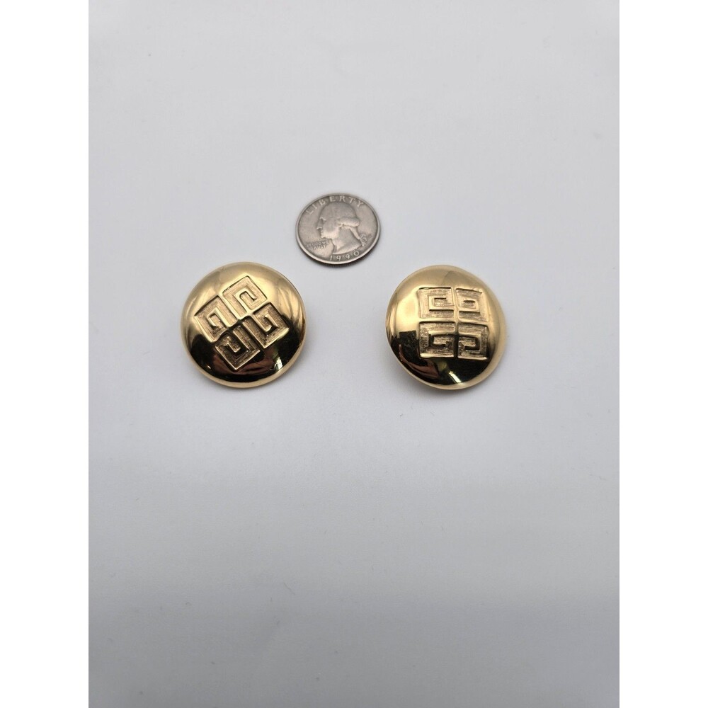 GIVENCHY PARIS NEW YORK SIGNATURE GREEK KEY CLIP-ON STATEMENT EARRINGS SIGNED